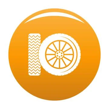 Car tire icon vector orange Stock Illustration