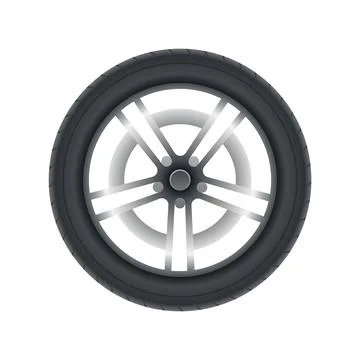 Car tire of rubber with disk. Vector realistic tire. Automobile wheel and 库存插图