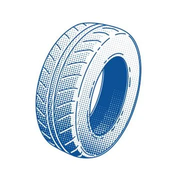 Car tire. Rubber wheel. Vector illustration. Car service. Automobile part. Stock Illustration