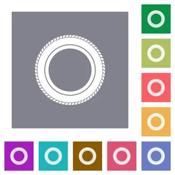 Car tire square flat icons Stock Illustration