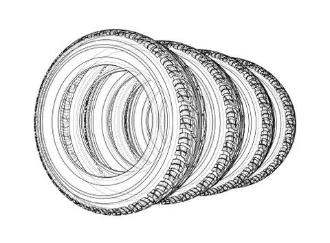 Car tires concept. Vector rendering of 3d Illustrazione stock