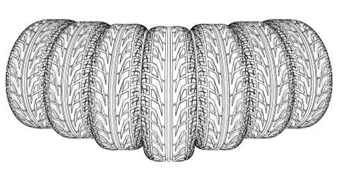 Car tires concept. Vector rendering of 3d Stock Illustration