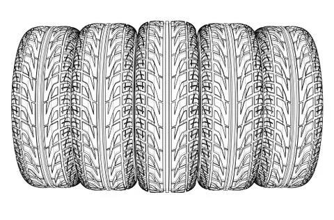 Car tires concept. Vector rendering of 3d Stock Illustration
