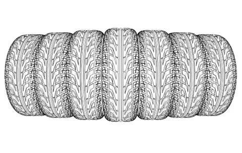 Car tires concept. Vector rendering of 3d Stock Illustration