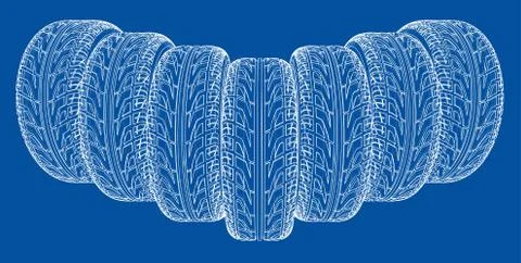 Car tires concept. Vector rendering of 3d Illustrazione stock
