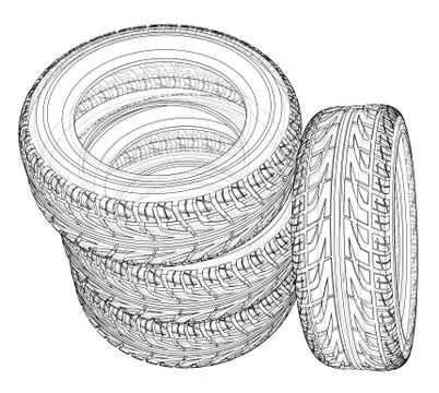 Car tires concept. Vector rendering of 3d Stock Illustration