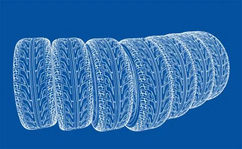 Car tires concept. Vector rendering of 3d Stock Illustration
