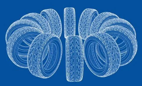Car tires concept. Vector rendering of 3d 库存插图