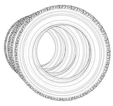 Car tires concept. Vector rendering of 3d Ilustração Stock