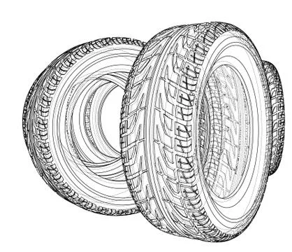 Car tires concept. Vector rendering of 3d Stock Illustration