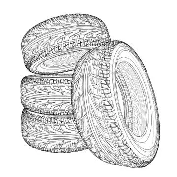 Car tires concept. Vector rendering of 3d 库存插图