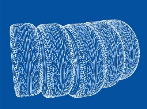 Car tires concept. Vector rendering of 3d Stock-Illustration