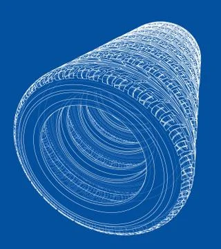 Car tires concept. Vector rendering of 3d Ilustração Stock