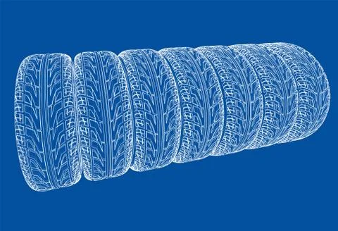 Car tires concept. Vector rendering of 3d Stock Illustration