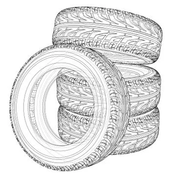 Car tires concept. Vector rendering of 3d Stock Illustration
