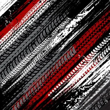 Car tires dirty traces grunge vector background Stock Illustration