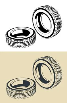 Car tires illustrations Stock Illustration