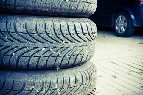 Car tires prepared to replace Stock Photos