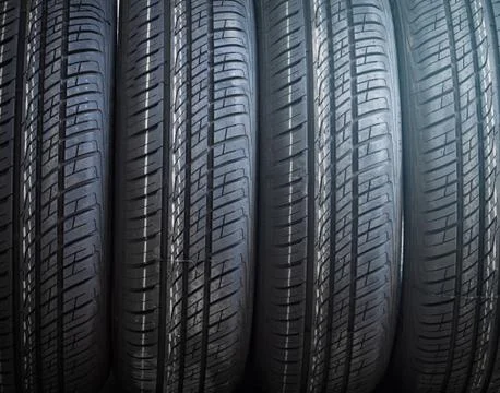 Car tires row Stock Photos