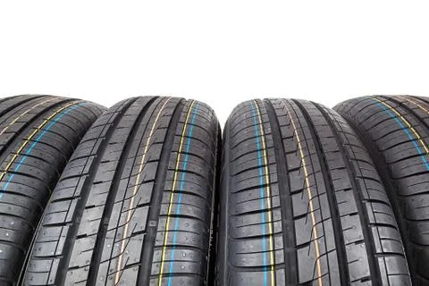 Car tires on white background. Stock Photos