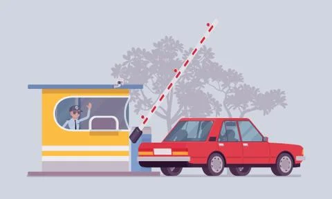 Car at toll booth Stock Illustration