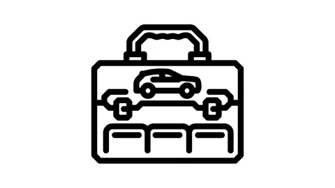 Car tool kit accessory line icon animation Stock Footage 326751053
