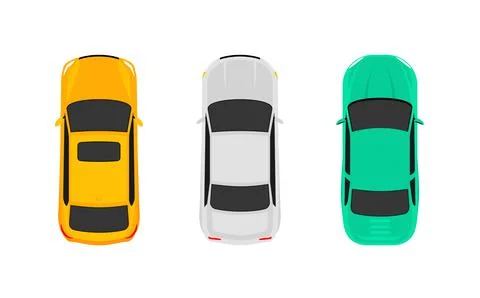 Car top view vector cartoon icon. Car above top view pictogram aerial Stock Illustration