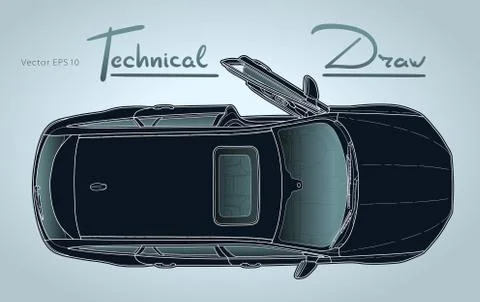 Car from top view vector. Flat design auto. Stock Illustration