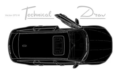 Car from top view vector. Flat design auto. Stock Illustration