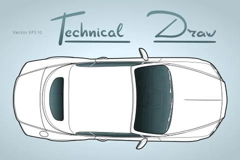 Car from top view vector. Flat design auto. Stock Illustration