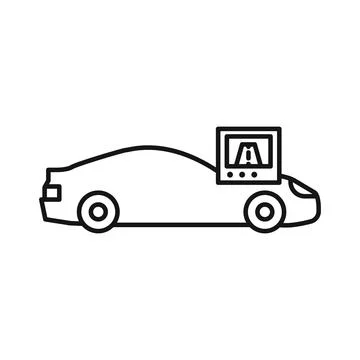 Car with touchscreen display icon Black line art vector Stock Illustration