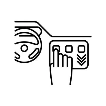 Car with touchscreen display linear logo mark in black and white Stock Illustration