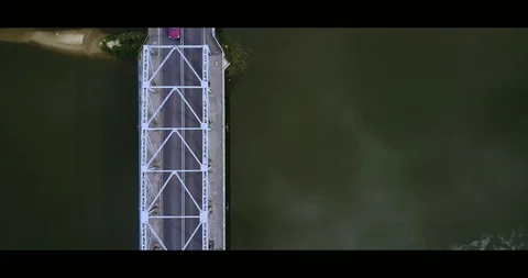 Car tracking over the bridge Stock Footage 92445537