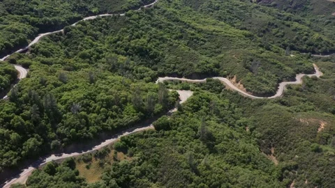 Car Tracking Through Mountain Landscape Wiinding Road California Drone Scenic Stock Footage 142776866