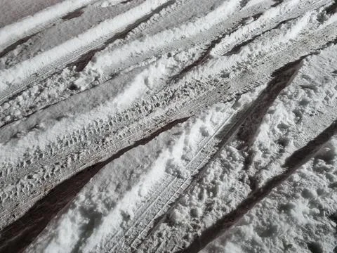 Car tracks in the snow Stock Photos
