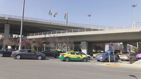 Car traffic at Abdali interchange, Amman, Jordan Stock Footage 111342578