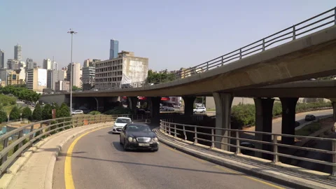 Car traffic in the central district of Beirut, Lebanon Stock Footage 254175023
