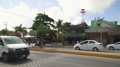 Car traffic in central Tulum, Mexico Stock Footage 155672012