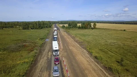Car traffic collapse. Ground road. Trucks Stock Footage 120898335
