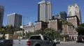 Car Traffic, Commuters in Downtown Los Angeles, LA, California, USA HD Footage