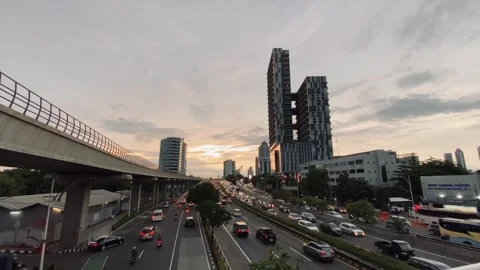 Car traffic during after work hour in Jakarta city, Indonesia Stock Footage 294651262