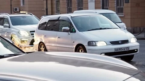 Car traffic during rush hour. Vladivostok, Russia - February 3, 202 Stock Footage 169686331