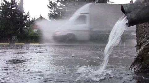 Car traffic on heavy rain Stock Footage 55630701