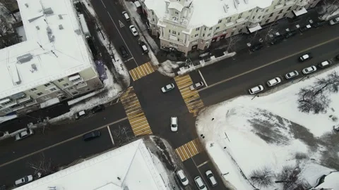 Car traffic at the intersection. aerial shooting Stock Footage 148432789