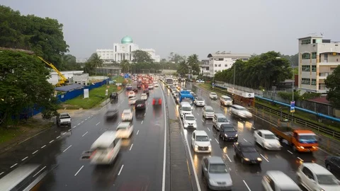 Car in traffic jam Stock Footage 121867648