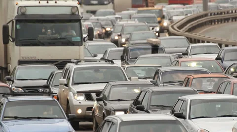 Car traffic jam on the highway Stock Footage 28502488