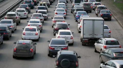 Car traffic jam on the highway Stock Footage 56706378