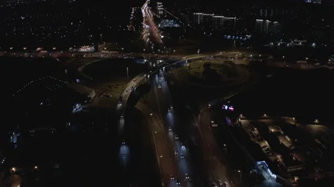 Car traffic on the night freeway Stock Footage 201558999