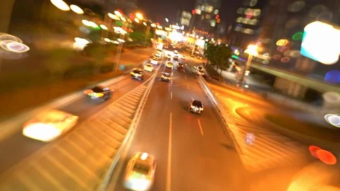 Car traffic at night. Motion blurred background.Shanghai city,China Stock Footage 88813464