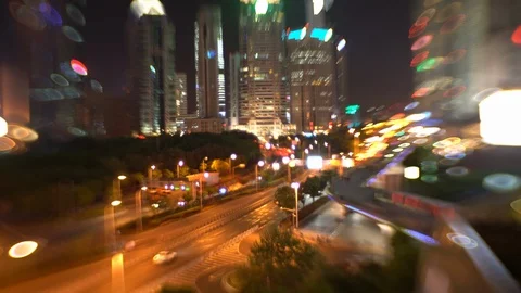 Car traffic at night. Motion blurred background.Shanghai city,China Stock Footage 88815432